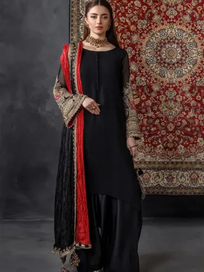 Khudabaksh premium collection 3 piece suit - Black, Large