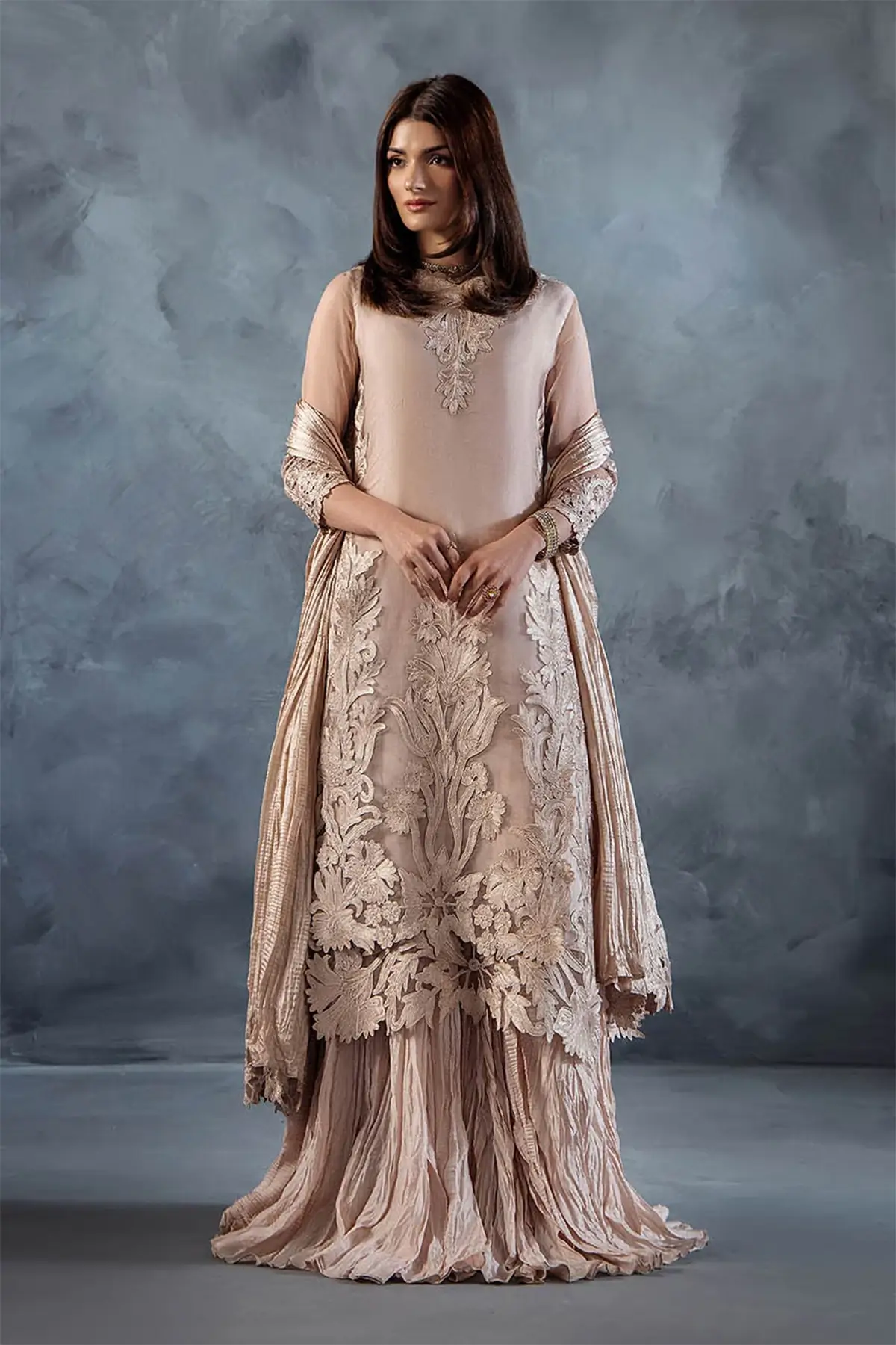 Khudabaksh premium collection 3 piece crushed sharara suit