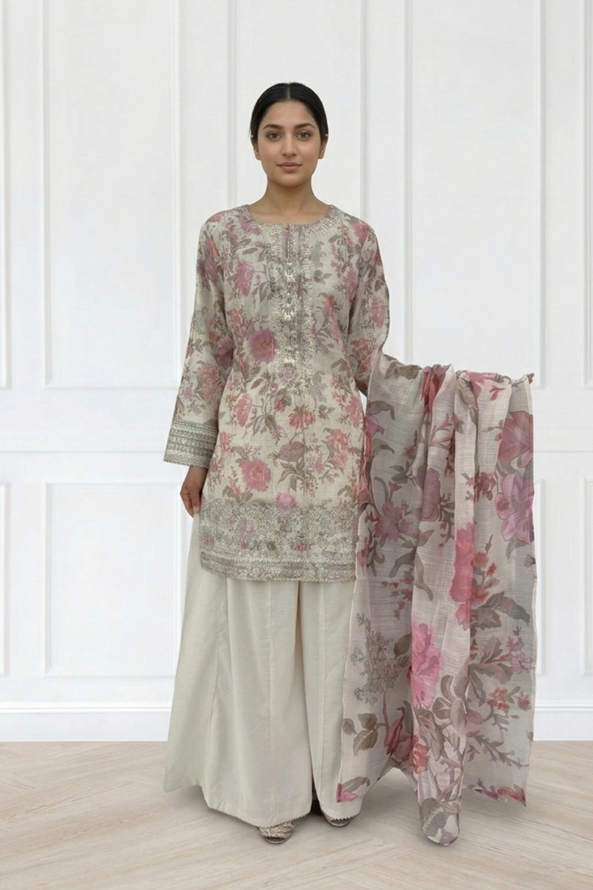 Zoya premium collection 3 piece embroidered sharara suit - Image 3