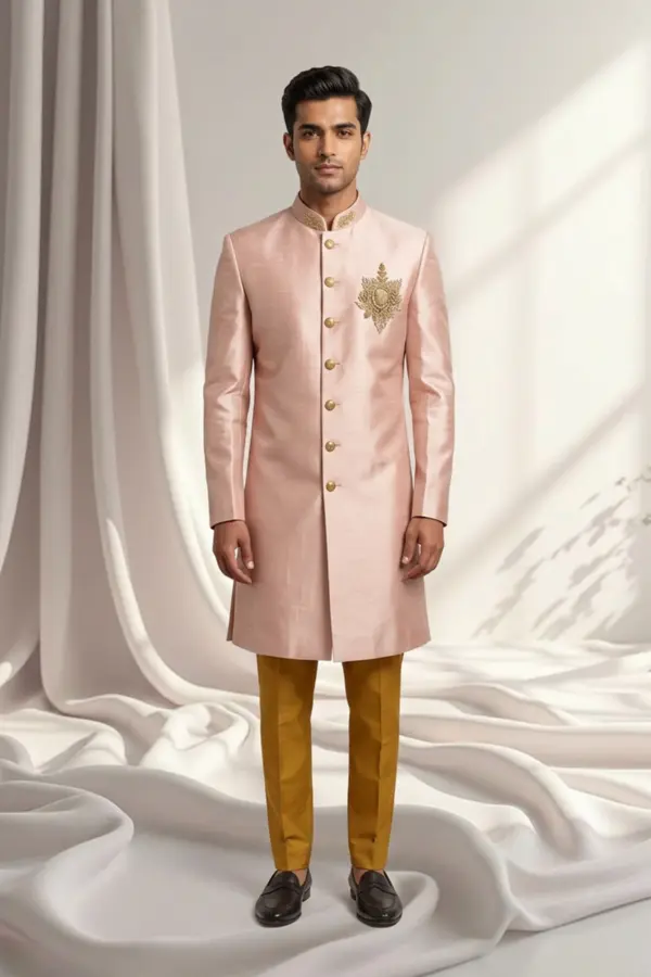 Men sherwani with trouser - LBROWN, 38