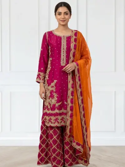 Sirra premium mehndi 3 piece luxe collection - DPINK, X - Large