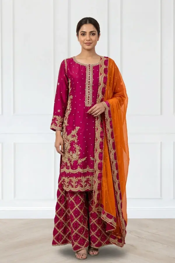 Sirra premium mehndi 3 piece luxe collection - DPINK, X - Large