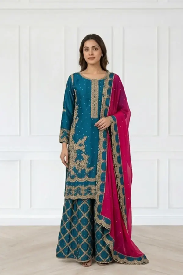 Sirra premium mehndi 3 piece luxe collection - Teal, X - Large