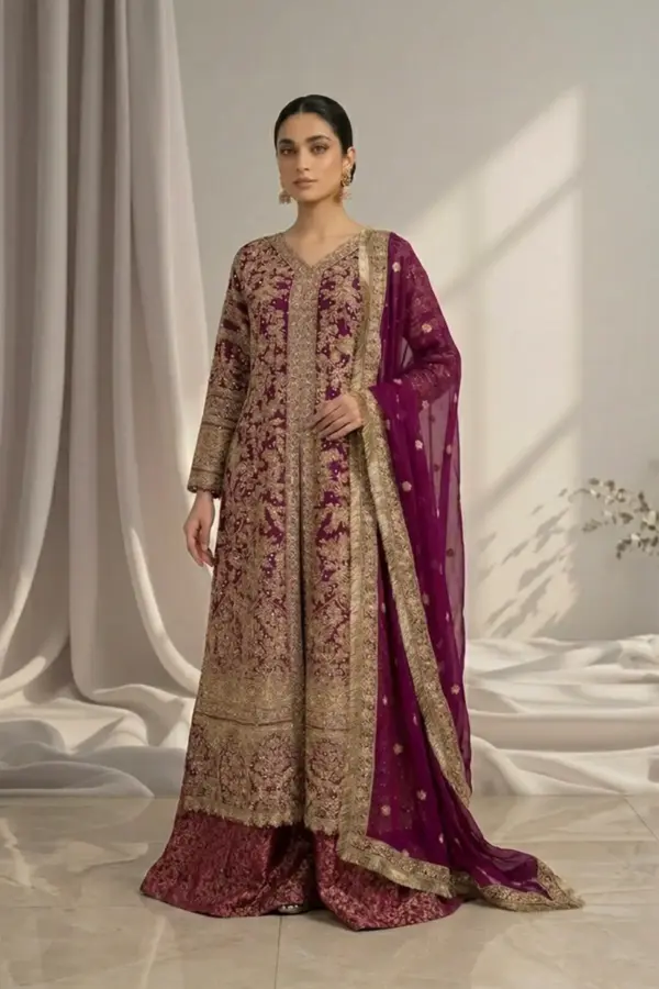 Sirra premium collection 3 piece lengha suit - Purple, X - Large