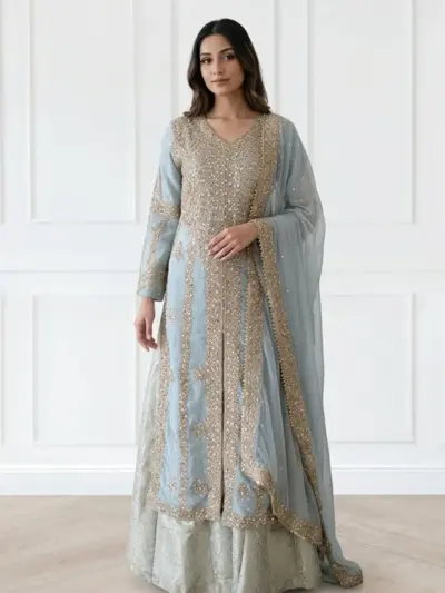 Sirra premium collection 3 piece lengha suit - Blue, XXL