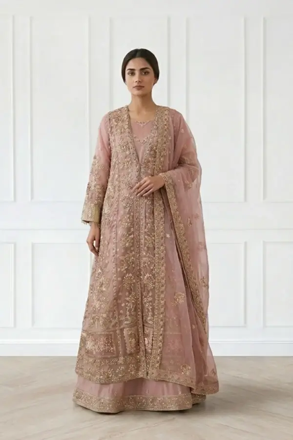 Shiffonz collection 3 piece jacket style gown - Pink, X - Large