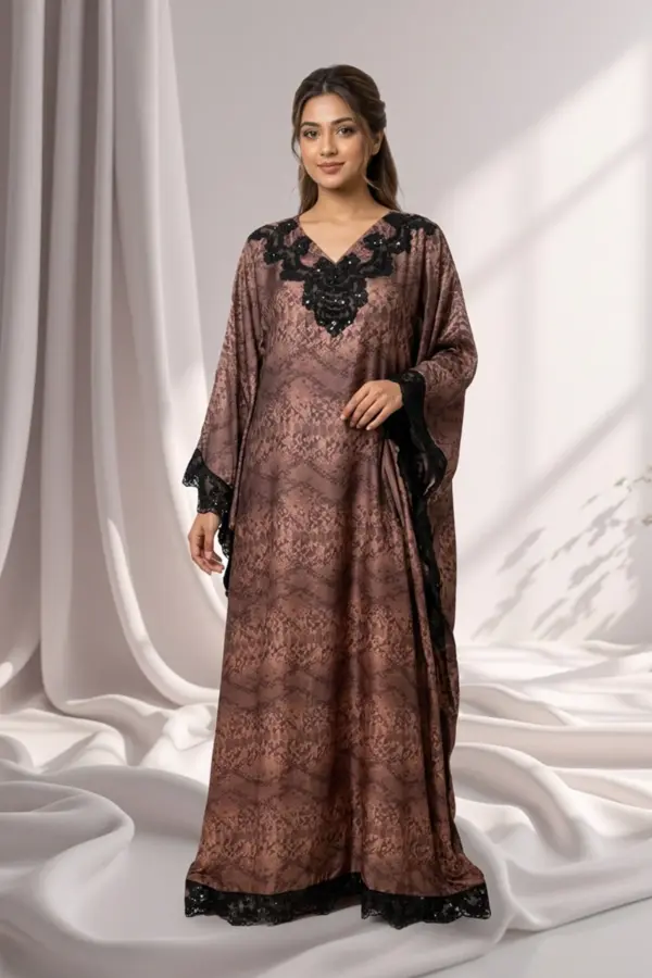 Shiffonz kaftan premium collection - Brown, X - Large