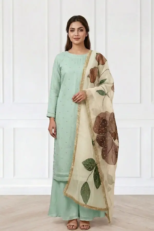 Aamna premium collection 3 piece suit - Mint, X - Large