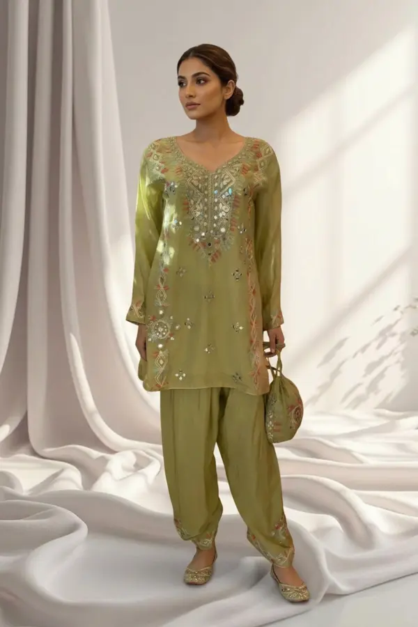 Coords with trouser and potli - Green, 38