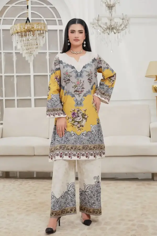 LM Coord collection 2 piece printed set - Cream, X - Large