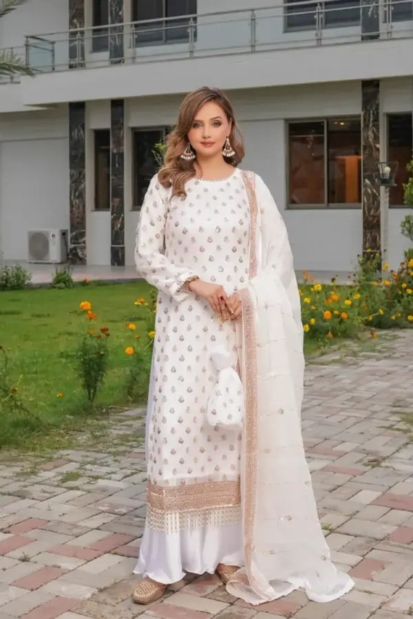Maya premium sheesha silk plazo collection - White, X - Large