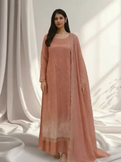 Maya luxe collection embroidered 3 piece plazo suit - DTPINK, Small