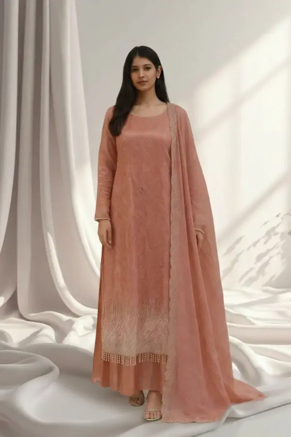 Maya luxe collection embroidered 3 piece plazo suit - DTPINK, X - Large