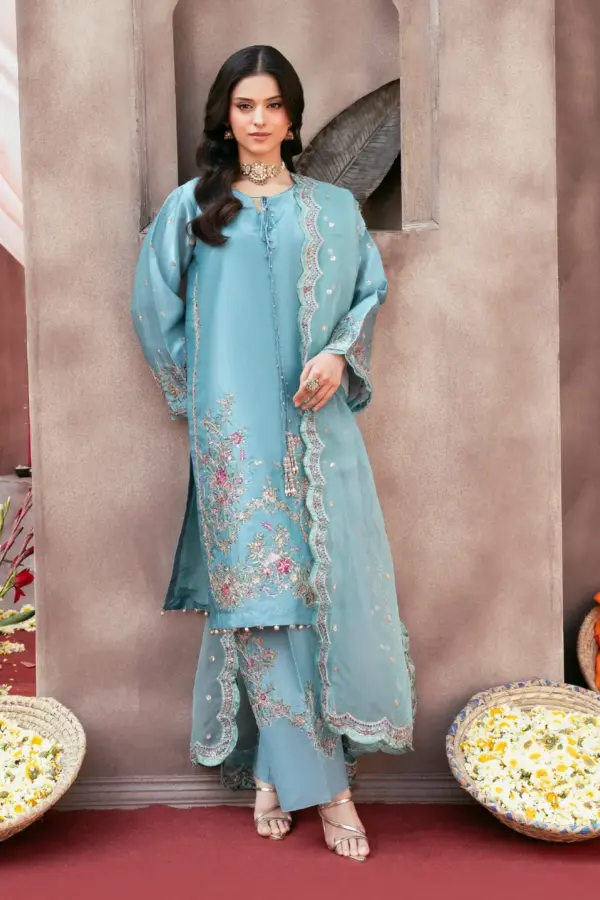 Rangoli 3 piece sheesha silk luxe collection - SGREEN, X - Large