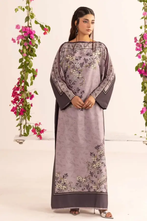 Shiffonz long kaftan Eid coord collection - Lilac, X - Large