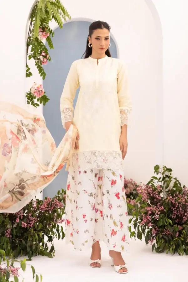 Shifa collection 3 piece embroidered suit