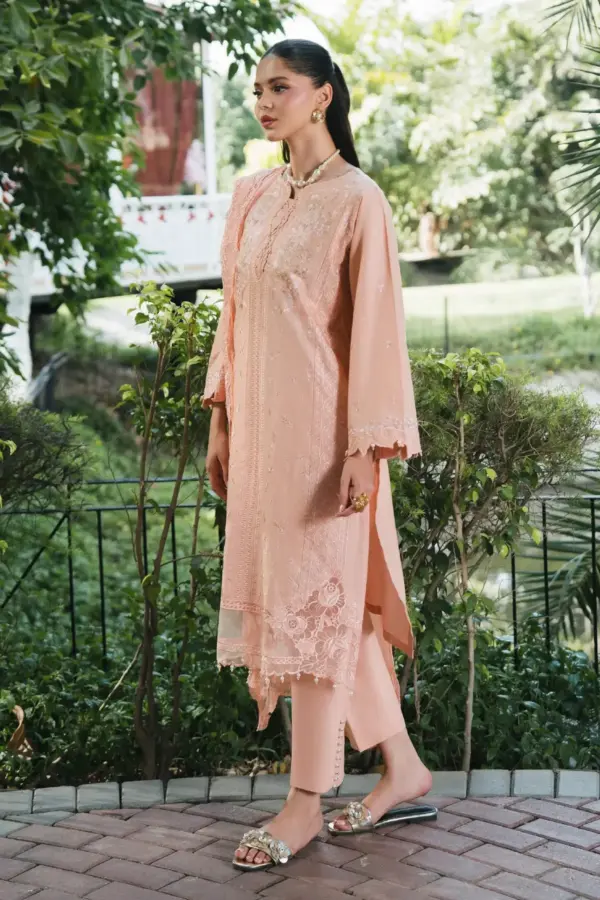 Lily luxe embroidered mother and daughter suit - Peach, X - Large