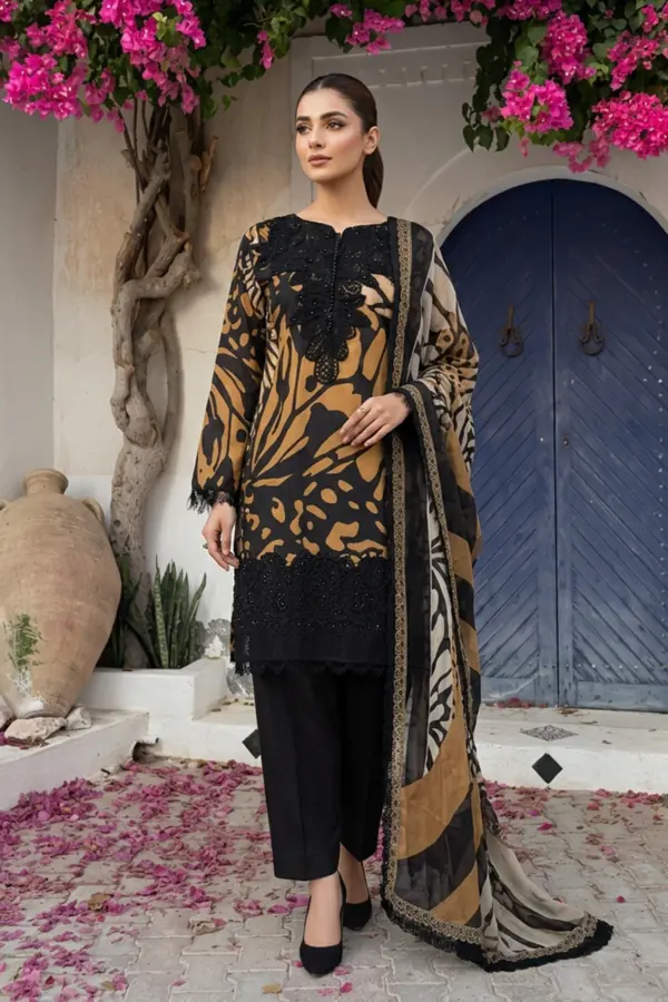 Shiffonz printed collection 3 piece suit - Black, X - Large