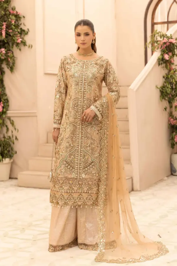 Aafiyat premium collection 3 piece embroidered suit - DTPINK, X - Large