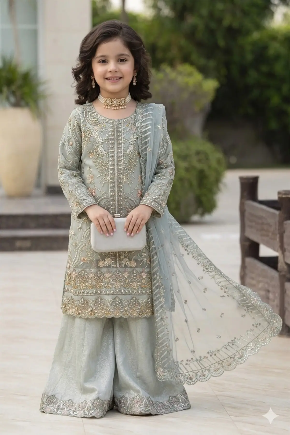 Aafiyat kids premium collection 3 piece embroidered suit - Image 4