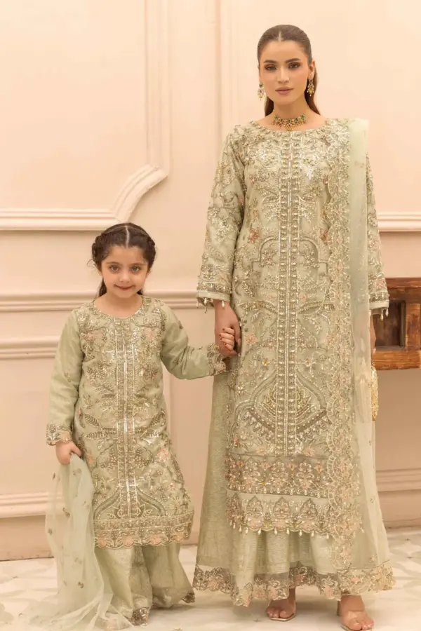 Aafiyat kids premium collection 3 piece embroidered suit