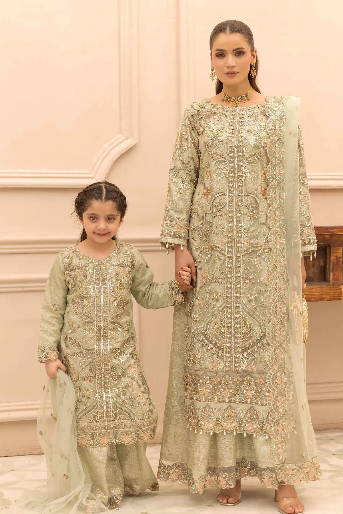 Aafiyat kids premium collection 3 piece embroidered suit