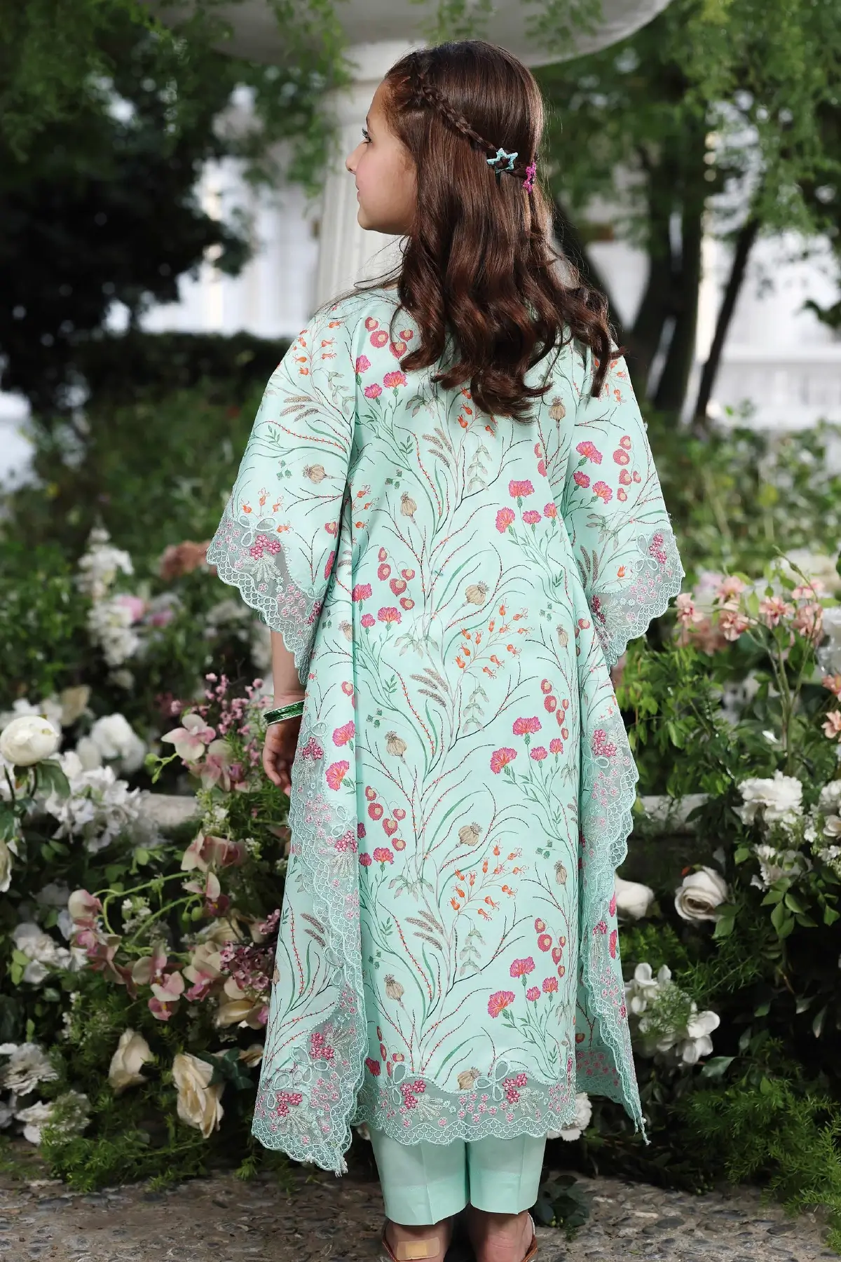 Sarah premium Eid collection 3 piece emb kaftan kids suit - Image 2
