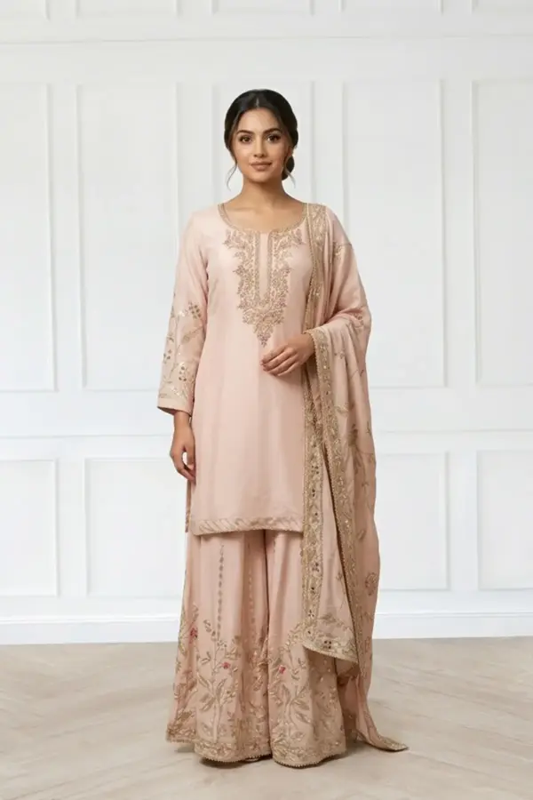 Shiffonz premium collection 3 piece plazo suit - Pink, 38