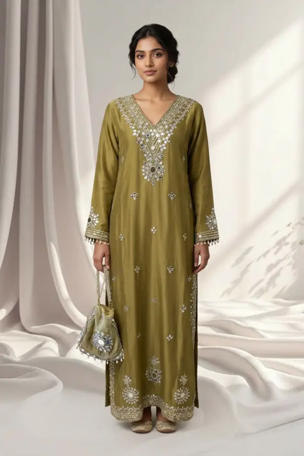 Shiffonz luxe embroidered Kaftan collection - MEHNDI, 42