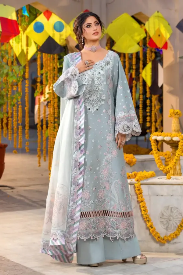 Ivana luxury collection dew 3 piece embroidered suit - Grey, X - Large
