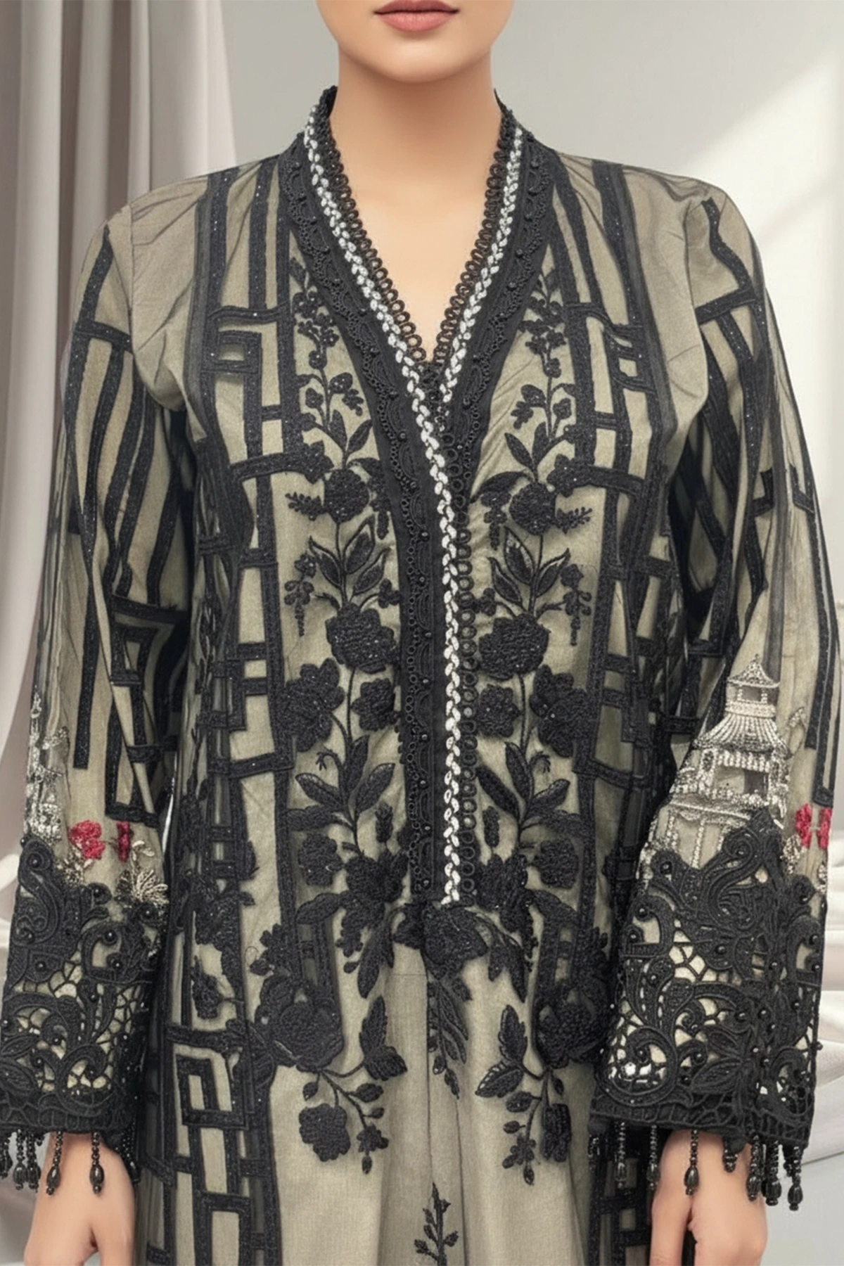 Shiffonz luxe collection 3 piece net embridered suit - Image 3