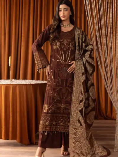 Monarch premium collection 3 piece emb suit - Brown, Large