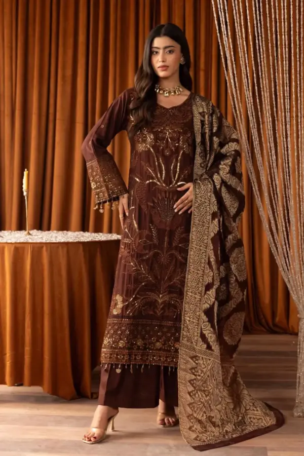 Monarch premium collection 3 piece emb suit - Brown, X - Large