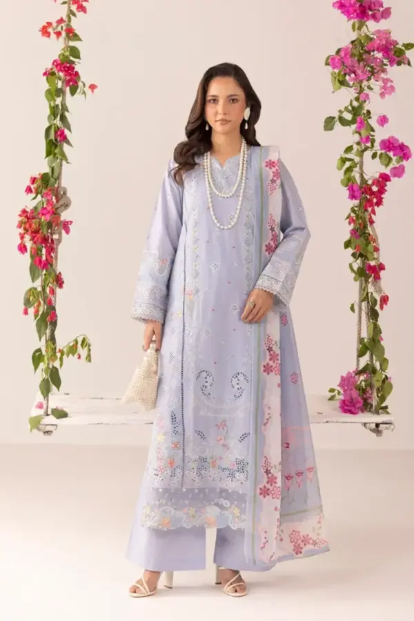 Ruby Shiffonz collection embroidered Eid edit - Blue, X - Large