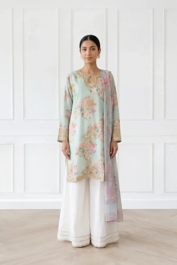 Sharara Zoya premium collection 3 piece suit - Mint, X - Large
