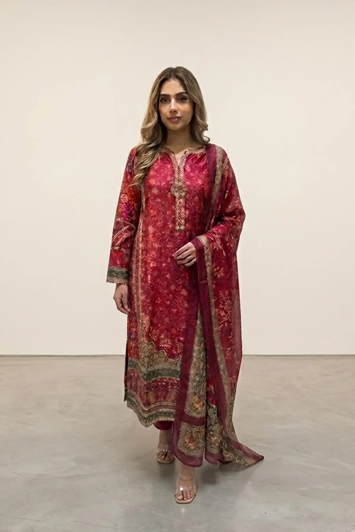Satin silk collection printed lux 3 piece suit
