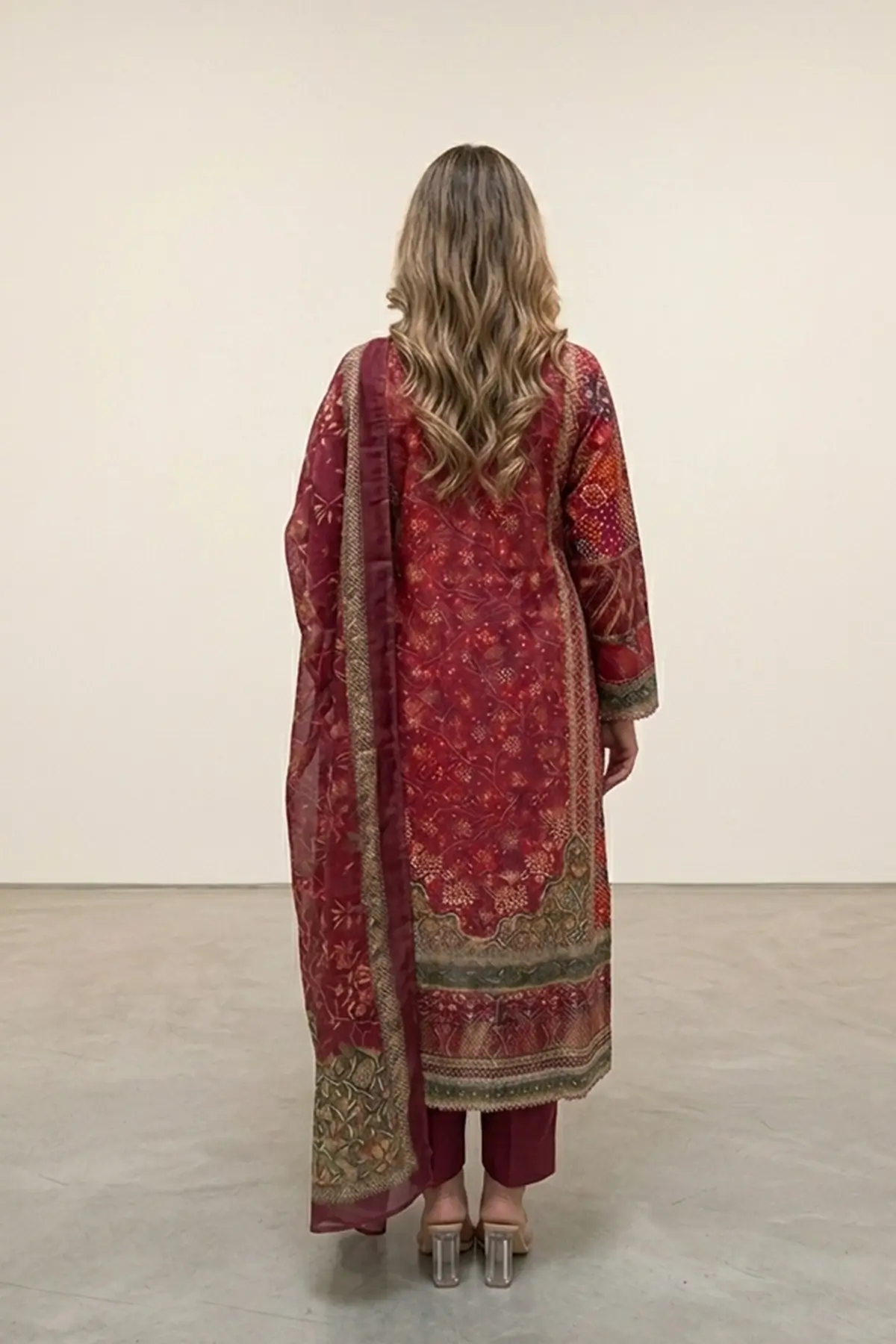 Satin silk collection printed lux 3 piece suit - Image 2