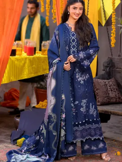 Ivana luxury collection zariakiwi 3 piece embroidered suit - Navy, X - Large