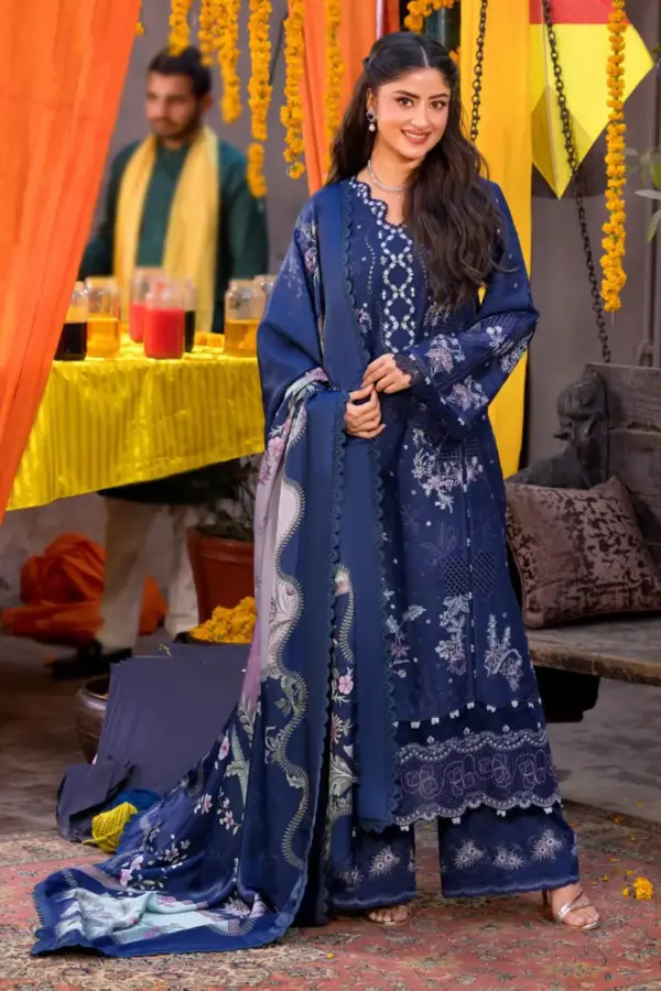 Ivana luxury collection zariakiwi 3 piece embroidered suit - Navy, X - Large