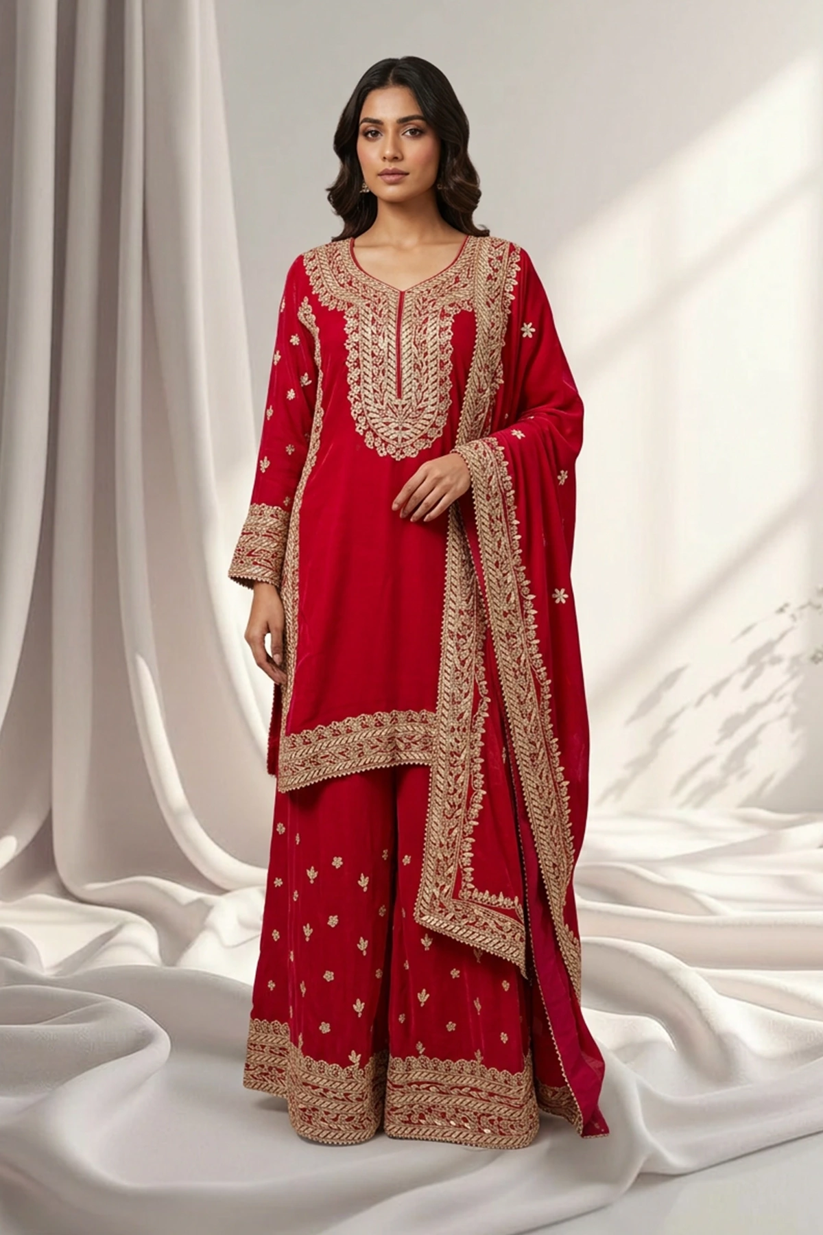 Shiffonz 3 piece luxury embroidered plazo suit