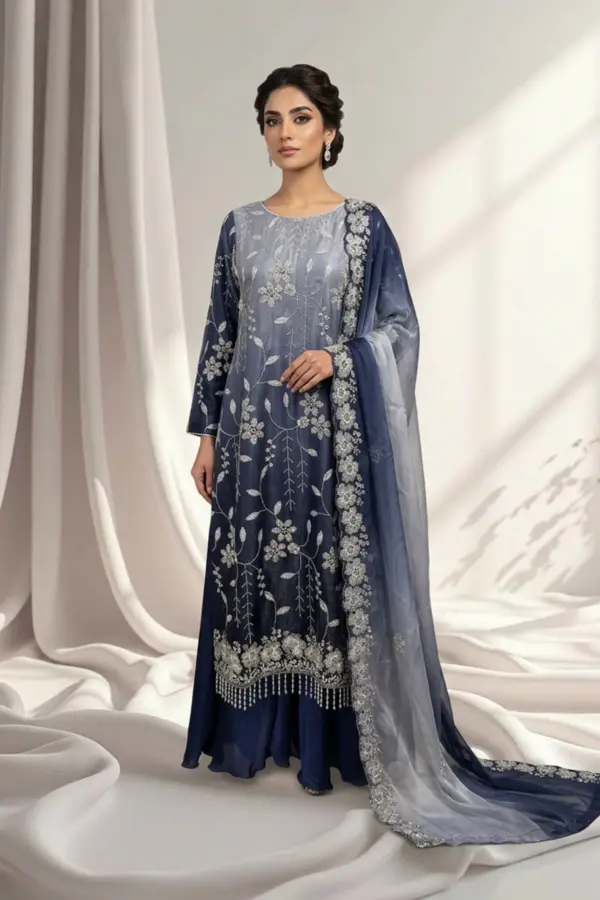 Maya premium collection 3 piece embroidered plazo dress - LPURPL, X - Large