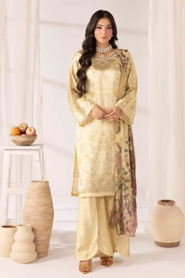 Marium premium collection 3 piece luxe printed suit - Yellow, X - Large