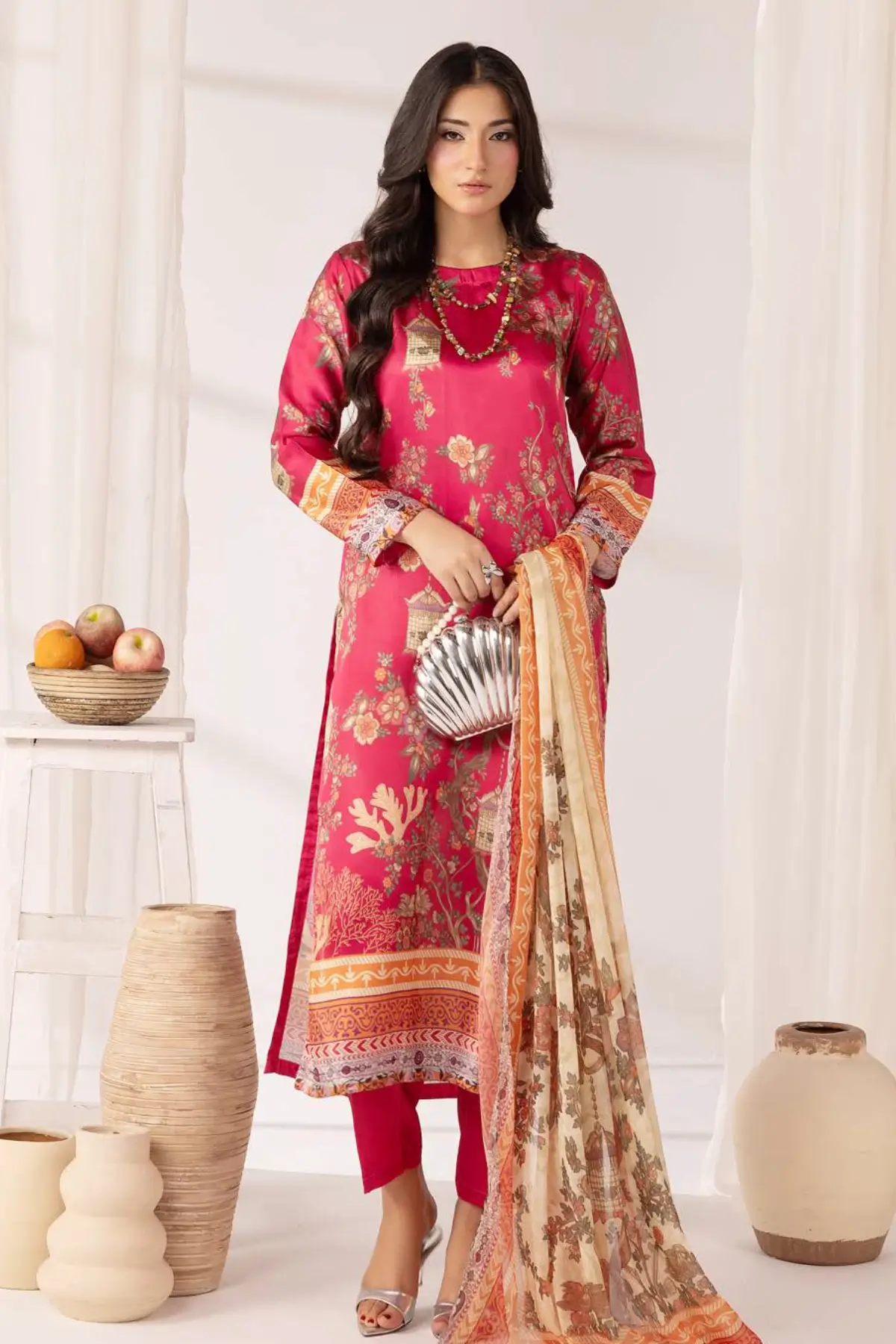 Marium premium collection 3 piece printed silk suit - Image 2