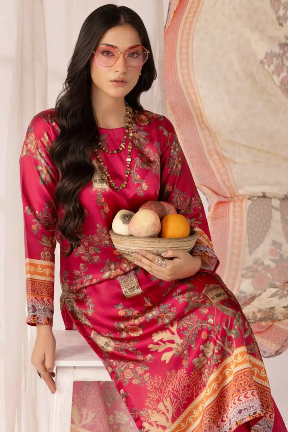 Marium premium collection 3 piece printed silk suit - Image 4