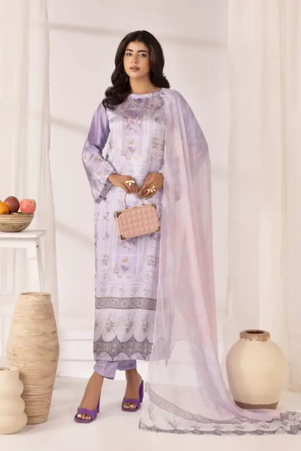 Marium premium collection 3 piece lux printed suit - Lilac, X - Large