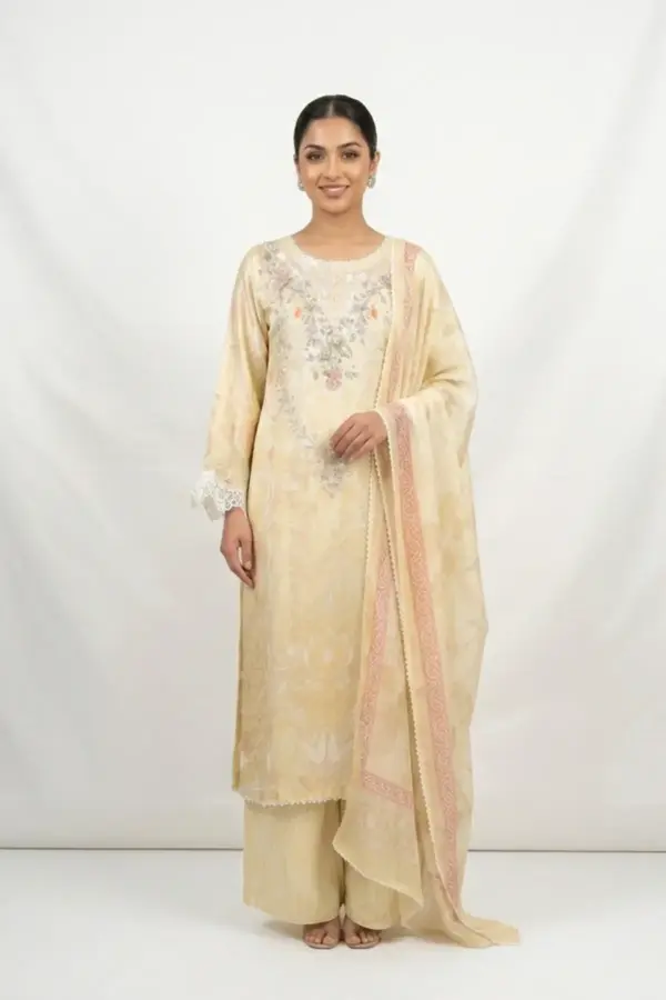 Almas Premium silk lux printed 3 piece collection - LYELLO, X - Large