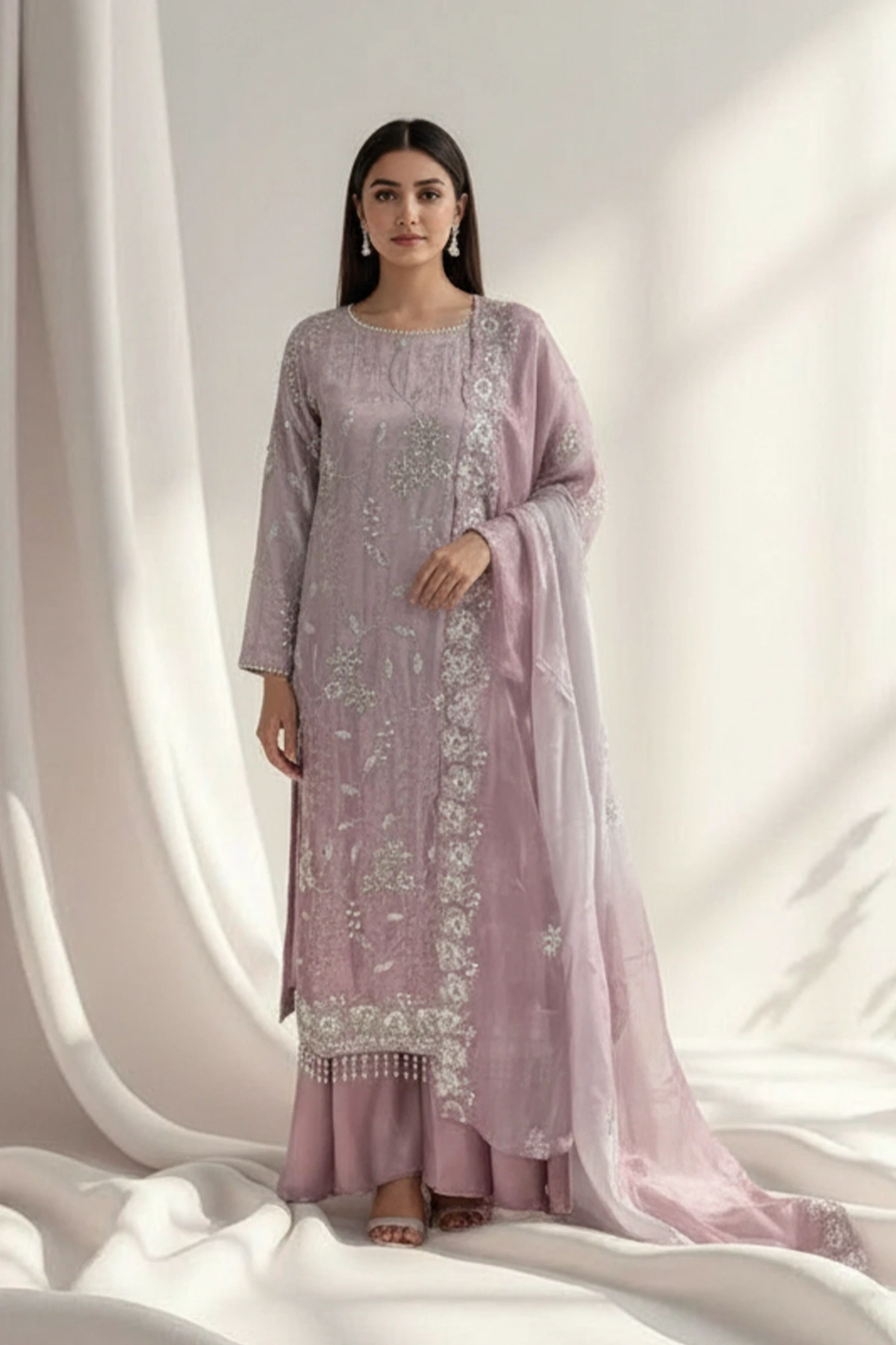 Maya premium collection 3 piece embroidered plazo dress - Image 4