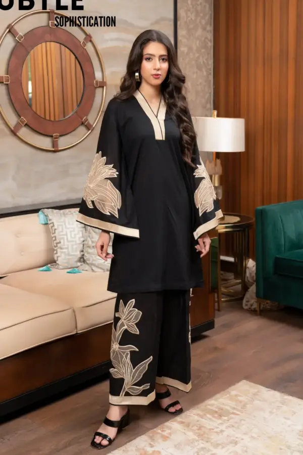 Shiffonz luxe embroidered co-ord set collection - Black, Large