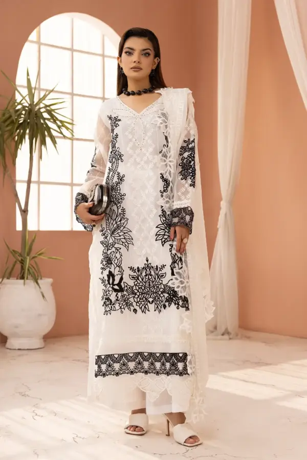 Florence luxe collection 3 piece embroidered suit - White, X - Large