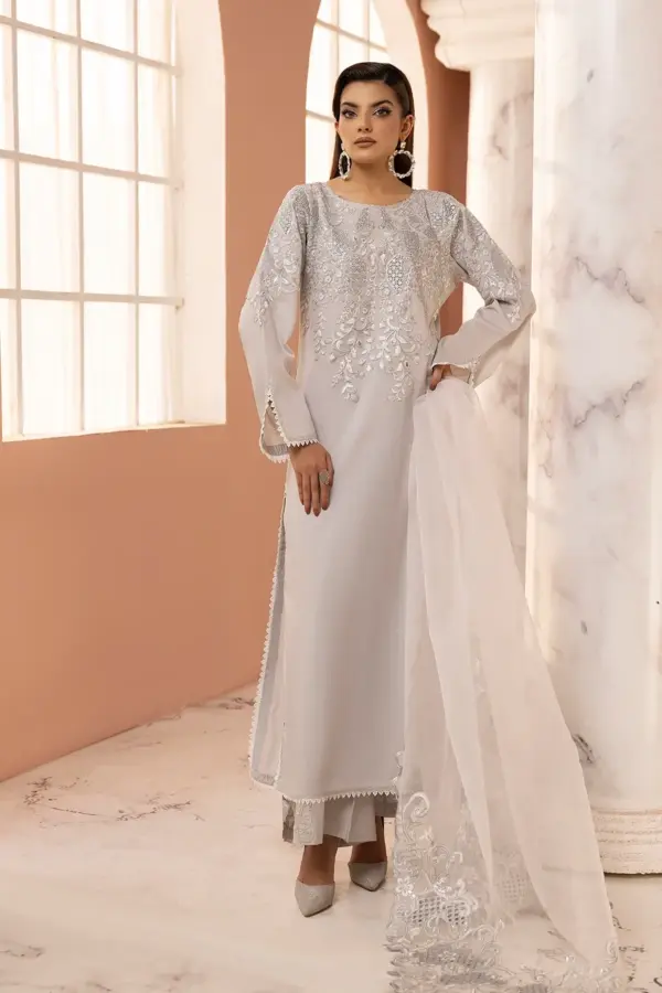 Florence collection 3 piece luxe embroidered suit - Grey, X - Large